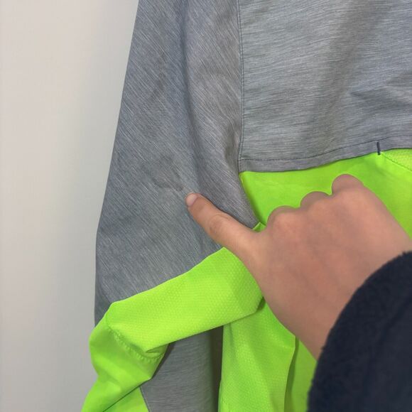 New Balance Neon Green Wind Jacket Men L Running Packable High Visibility Hooded - Picture 13 of 13